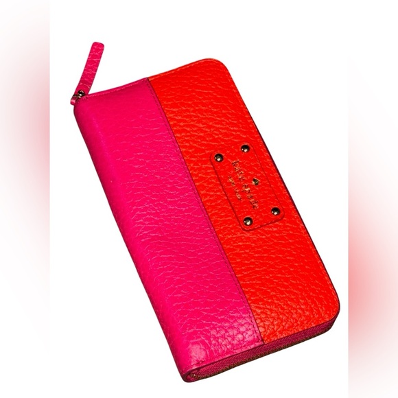 Kate Spade New York Red and Pink Zip Around Long Wallet - Picture 1 of 6